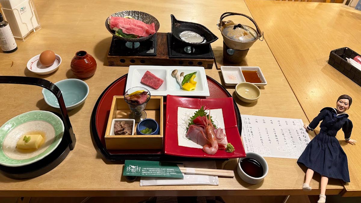 ごほうび旅井上かなえ　メイ子と休暇村近江八幡夕食近江牛